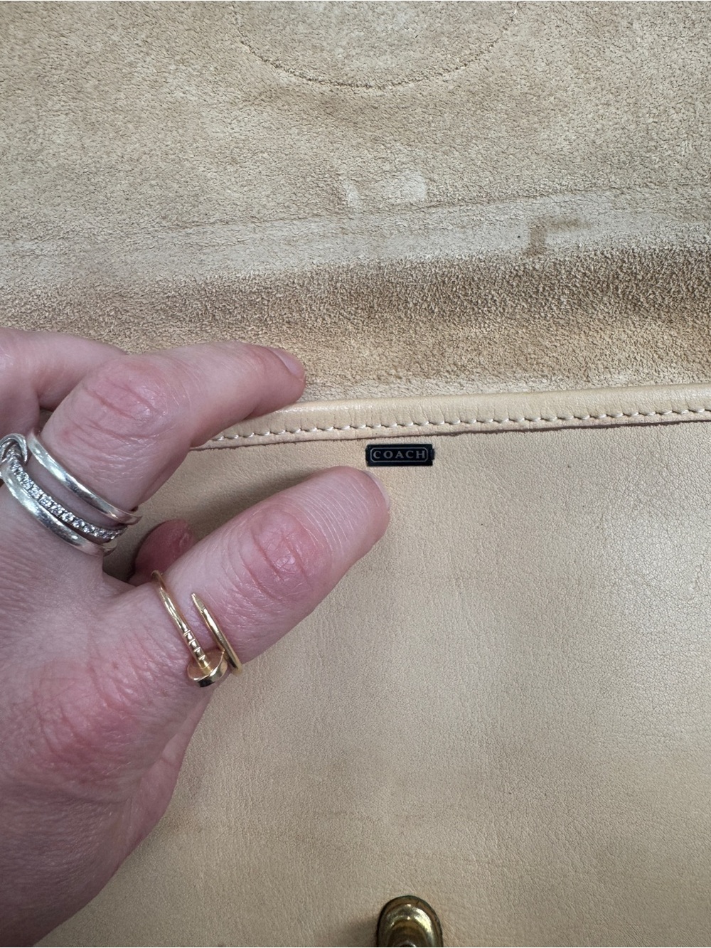 Vintage Coach Bonnie Cashin Double Turnlock Twin Clutch Shoulder Bag Rare Tan - Picture 6 of 13